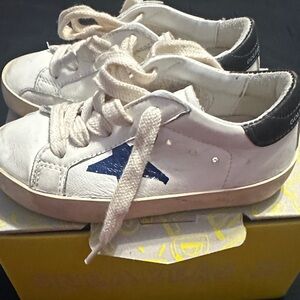 Golden Goose Kids White Sneakers with Blue Star
